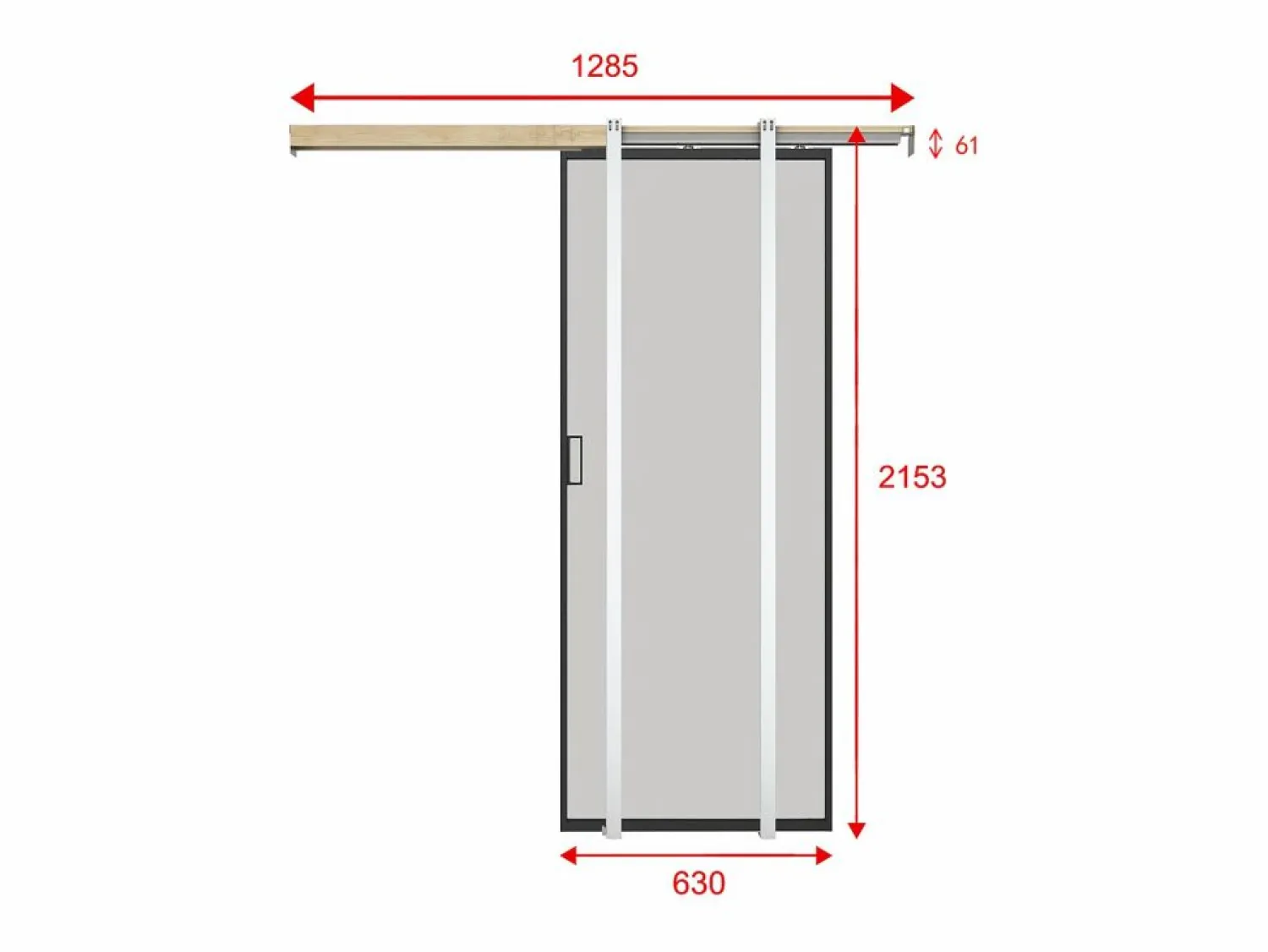 Best Vente-unique Puerta corredera sistema de empotramiento - vidrio templado esmerilado - H205 cm x L63 cm - LINCI II Negro