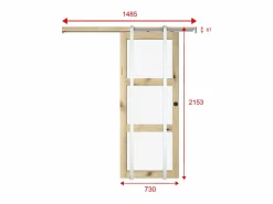 Outlet Puerta corredera sistema de empotrado con 3 ventanas, L73 cm, Vidrio templado, ACOSTA II Puerta Corredera