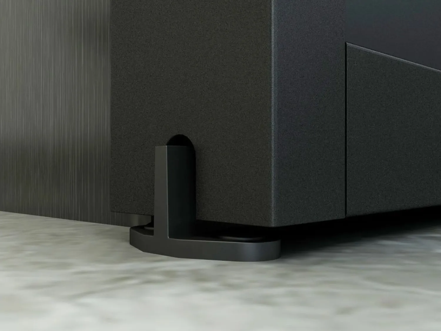 Online Vente-unique Puerta corredera tipo taller con riel, MDF y cristal templado esmerilado, Alt. 205 x Ancho 83 cm, ARTISTO II Negro