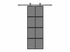 New Puerta corredera vidrio templado y aluminio negra 76x205 cm ES948943 Puerta Corredera