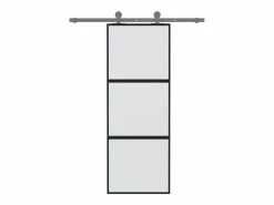 Discount Puerta corredera vidrio templado y aluminio negra 76x205 cm ES881724 Puerta Corredera