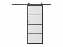 Vente-unique Puerta corredera vista aluminio y vidrio esmerilado - Alt. 205 x L93 cm - SINCA II