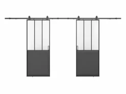 Discount Vente-unique Puerta corredera vista doble de cristal templado 2 x Alt. 205 x Ancho 83 cm, ARTISTO II Negro