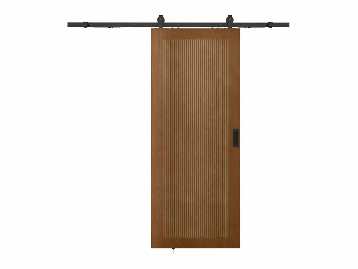 Clearance Vente-unique Puerta corredera vista en MDF y madera natural oscura - H205 x L93 cm - SANDORA Color natural oscuro