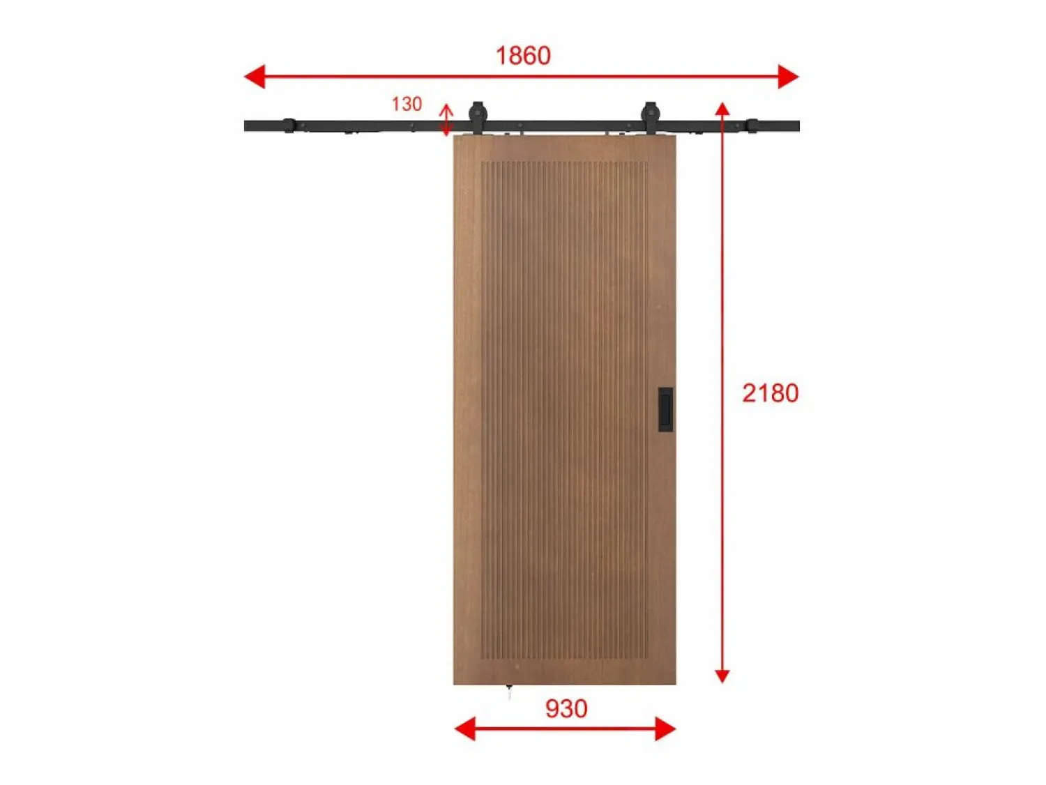 Clearance Vente-unique Puerta corredera vista en MDF y madera natural oscura - H205 x L93 cm - SANDORA Color natural oscuro