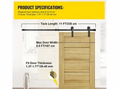 New Puerta Corrediza SucceBuy Kit de Herrajes para Puertas de Granero de Acero al Carbono de 11 Pies para Puertas Dobles Negro