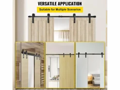 New Puerta Corrediza SucceBuy Kit de Herrajes para Puertas de Granero de Acero al Carbono de 11 Pies para Puertas Dobles Negro