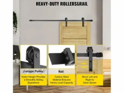 New Puerta Corrediza SucceBuy Kit de Herrajes para Puertas de Granero de Acero al Carbono de 11 Pies para Puertas Dobles Negro