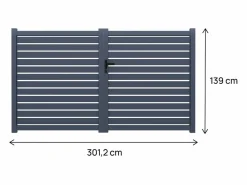 Habitat et jardin Puerta de aluminio semiperforada <> - 300 x 140 cm -