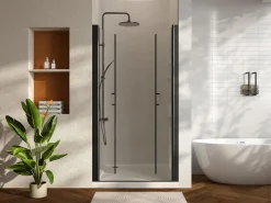 Clearance Puerta de ducha batiente mate, 90 x 195 x 1,92 cm, vidrio y metal, SARASOTA Mampara De Ducha
