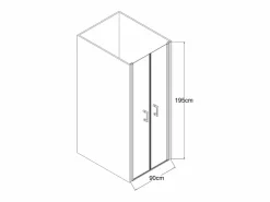 Clearance Puerta de ducha batiente mate, 90 x 195 x 1,92 cm, vidrio y metal, SARASOTA Mampara De Ducha