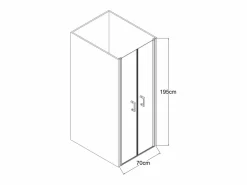 Shower & Design Puerta de ducha batiente dorada, 70 x 195 x 1,92 cm, vidrio y metal, SARASOTA