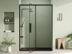 Shower & Design Puerta de ducha corredera mate estilo industrial - 140 x 195 cm - TORONI