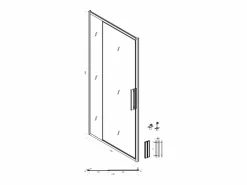 Best Puerta de ducha corredera mate estilo industrial, 120 x 195 cm, TORONI Mampara De Ducha