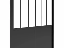 Clearance Puerta de ducha corredera negra estilo atelier, mampara de ducha, 100 x 195 cm, URBANIK Mampara De Ducha