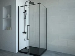 Discount Puerta de ducha pivotante con mampara fija mate, 80 x 100 x 190 cm, PRINCETON Mampara De Ducha