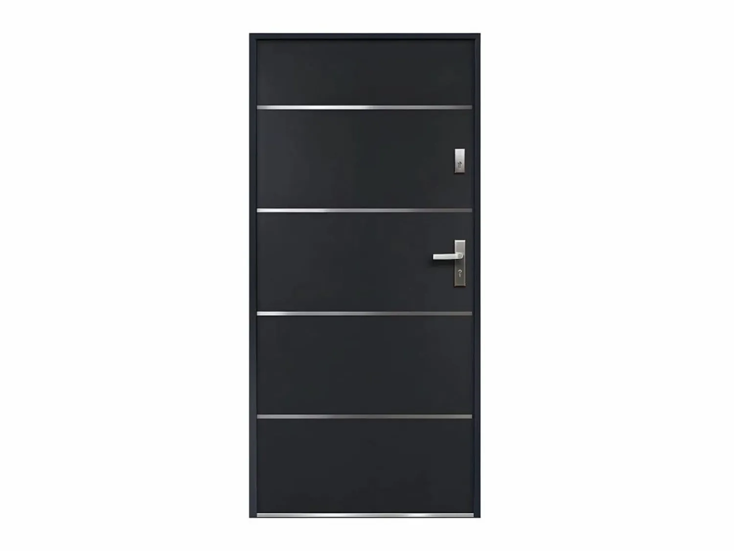 Vente-unique Puerta de entrada de acero y inox Alt. 207 x Ancho 100 cm antracita se abre hacia la izquierda NAXARA