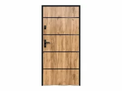Best Vente-unique Puerta de entrada de acero y inox Alt. 207 x Ancho 100 cm efecto roble abre a la derecha NAXARA Color natural claro