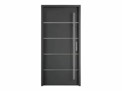 Outlet Vente-unique Puerta de entrada de acero macizo e inoxidable Alt.207 x An. 100 cm antracita Apertura izquierda - LUSADA Gris antracita