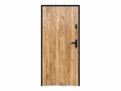 Vente-unique Puerta de entrada de acero macizo H.207 x l.100 cm acabado roble apertura izquierda AGUEDA