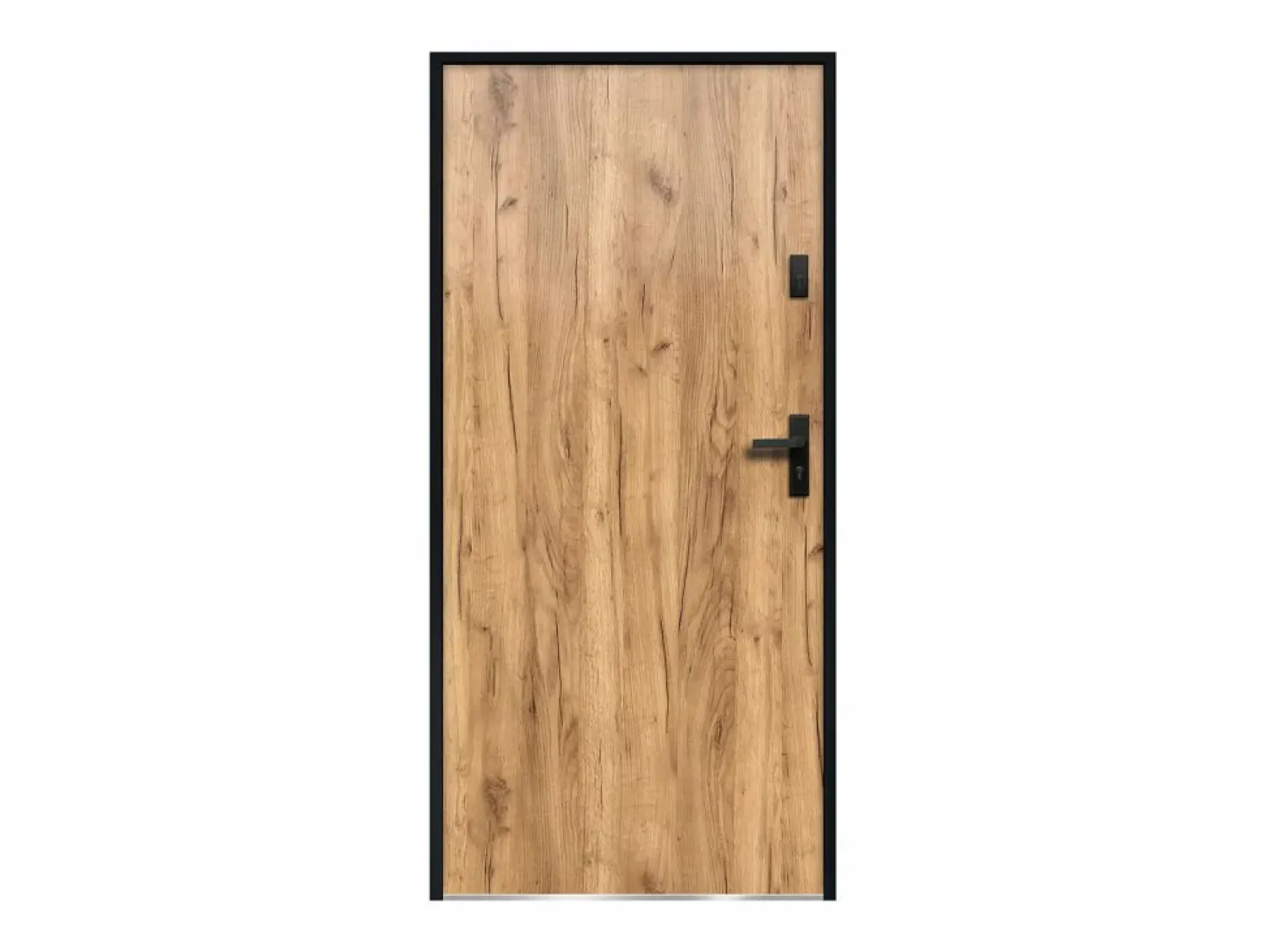Vente-unique Puerta de entrada de acero macizo H.207 x l.100 cm acabado roble apertura izquierda AGUEDA