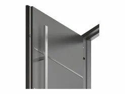 Vente-unique Puerta de entrada de acero macizo e inoxidable Alt.207 x An. 100 cm antracita Apertura derecha - LUSADA