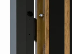 Outlet Vente-unique Puerta de entrada de acero Alt. 207 x L100 cm - Madera y negro - empuje izquierdo - COBRITA Color natural claro