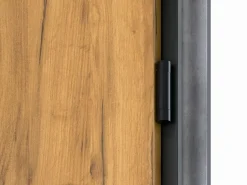 Outlet Vente-unique Puerta de entrada de acero Alt. 207 x L100 cm - Madera y negro - empuje izquierdo - COBRITA Color natural claro