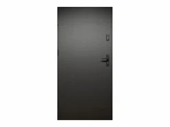 Best Vente-unique Puerta de entrada de acero Alt. 207 x L100 cm - Negro y madera - apertura derecha - MABENA Color natural claro