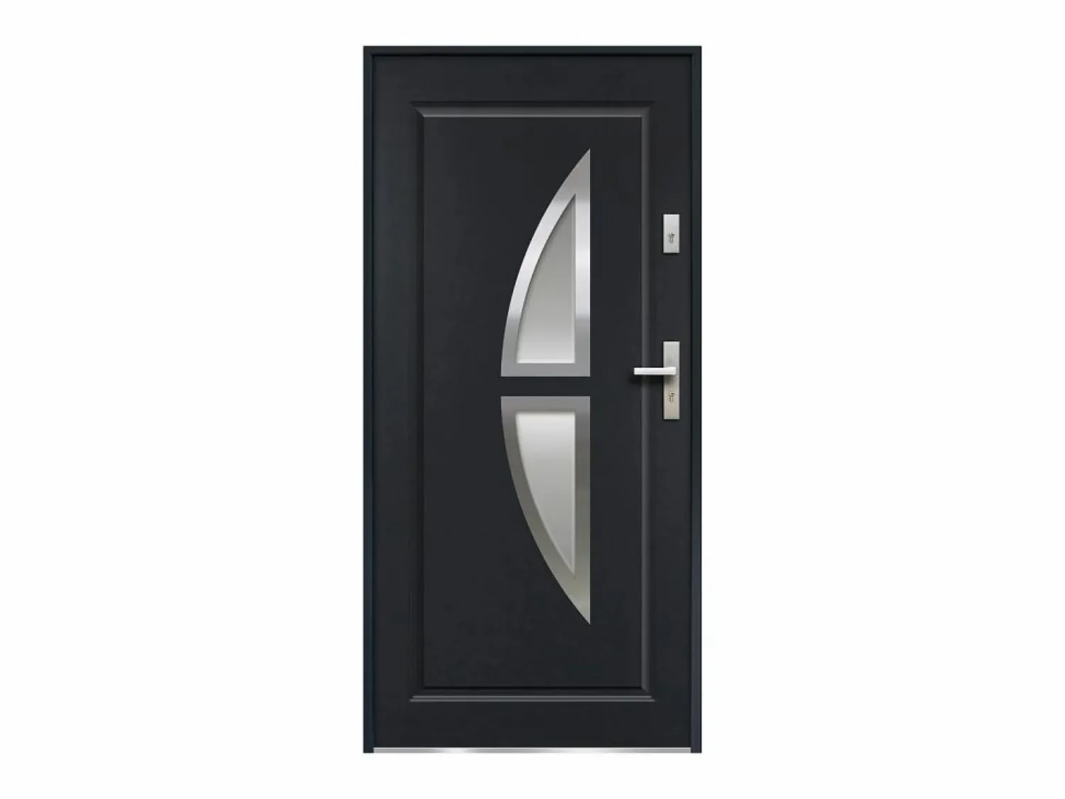 Hot Puerta de entrada de acero acristalada con inox Alt. 207 x Ancho 100 cm antracita se abre hacia la izquierda COVAS Puerta De Entrada