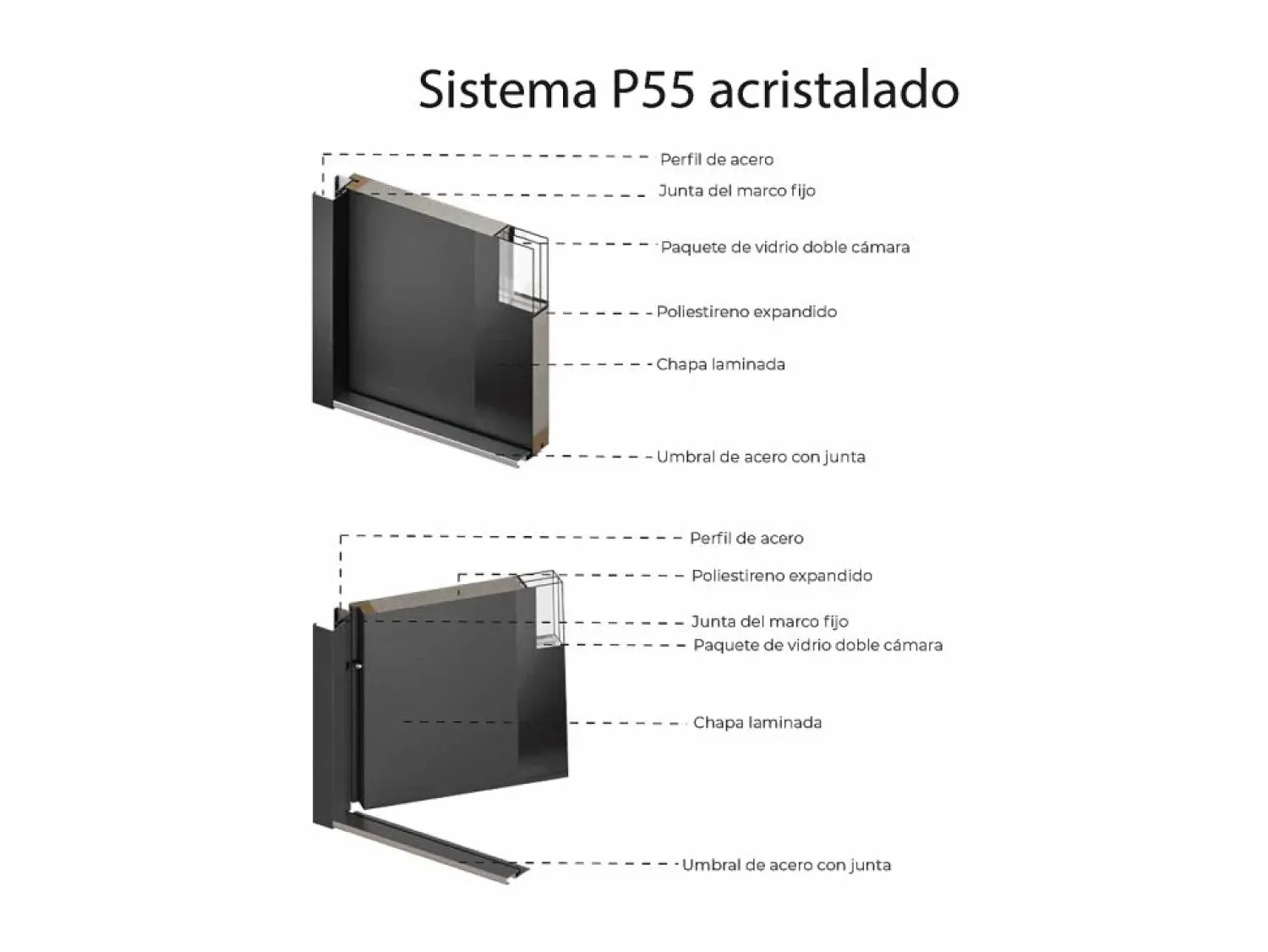 Hot Puerta de entrada de acero acristalada con inox Alt. 207 x Ancho 100 cm antracita se abre hacia la izquierda COVAS Puerta De Entrada