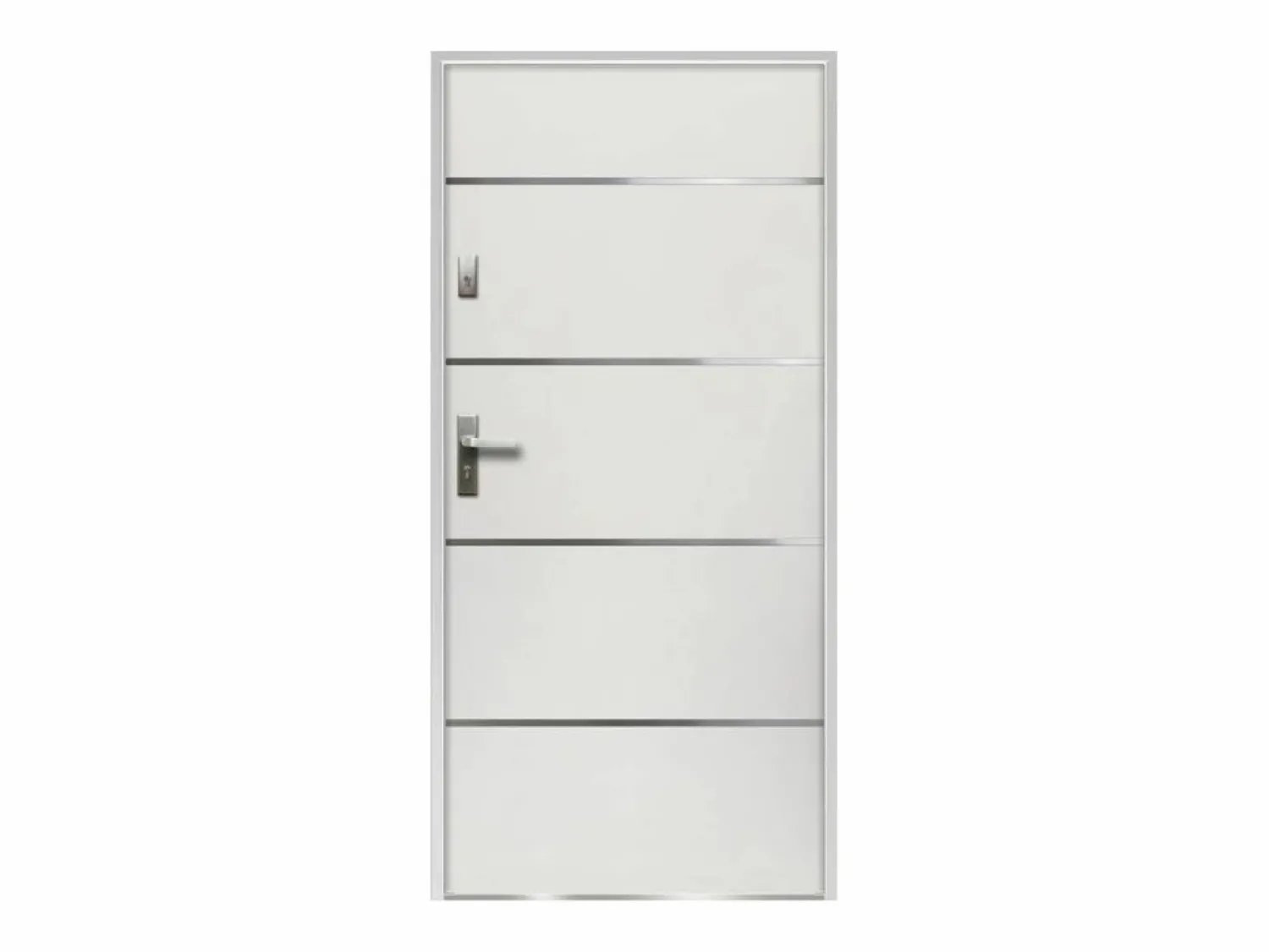 Vente-unique Puerta de entrada de acero y inox Alt. 207 x Ancho 100 cm abre a la derecha NAXARA