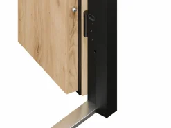Outlet Vente-unique Puerta de entrada de acero macizo e inoxidable Alt.207 x An. 100 cm efecto roble Apertura derecha - LUSADA Color natural claro