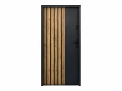 Vente-unique Puerta de entrada de acero Alt. 207 x L100 cm - y madera - apertura izquierda - COBRITA