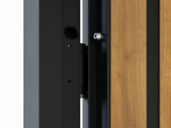 Vente-unique Puerta de entrada de acero Alt. 207 x L100 cm - y madera - apertura izquierda - COBRITA