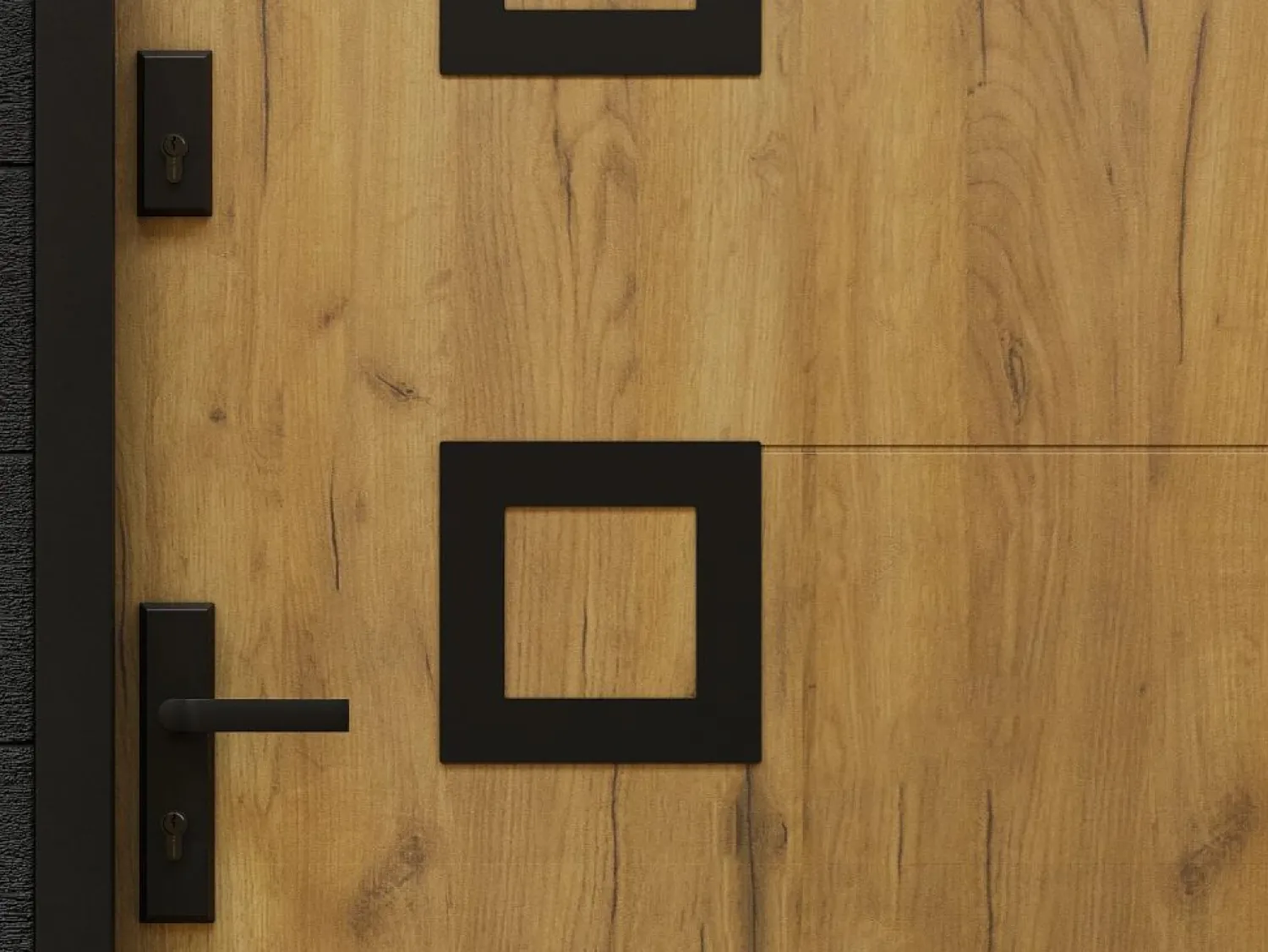 Vente-unique Puerta de entrada de acero con detalles en acero inoxidable, 207 cm de alto x 100 cm de ancho, efecto roble - apertura a la derecha - TIFANA