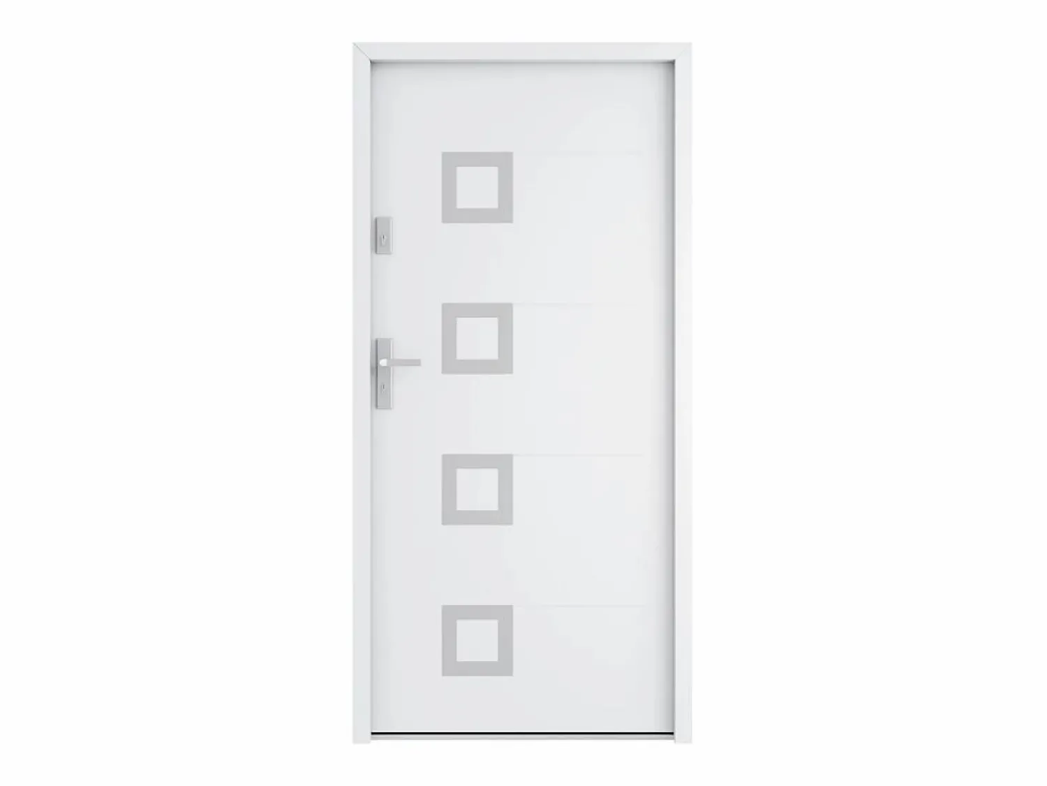 Outlet Vente-unique Puerta de entrada de acero con acero inoxidable, 207 x 100 cm, color , apertura a la derecha, TIFANA Blanco
