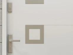 Outlet Vente-unique Puerta de entrada de acero con acero inoxidable, 207 x 100 cm, color , apertura a la derecha, TIFANA Blanco