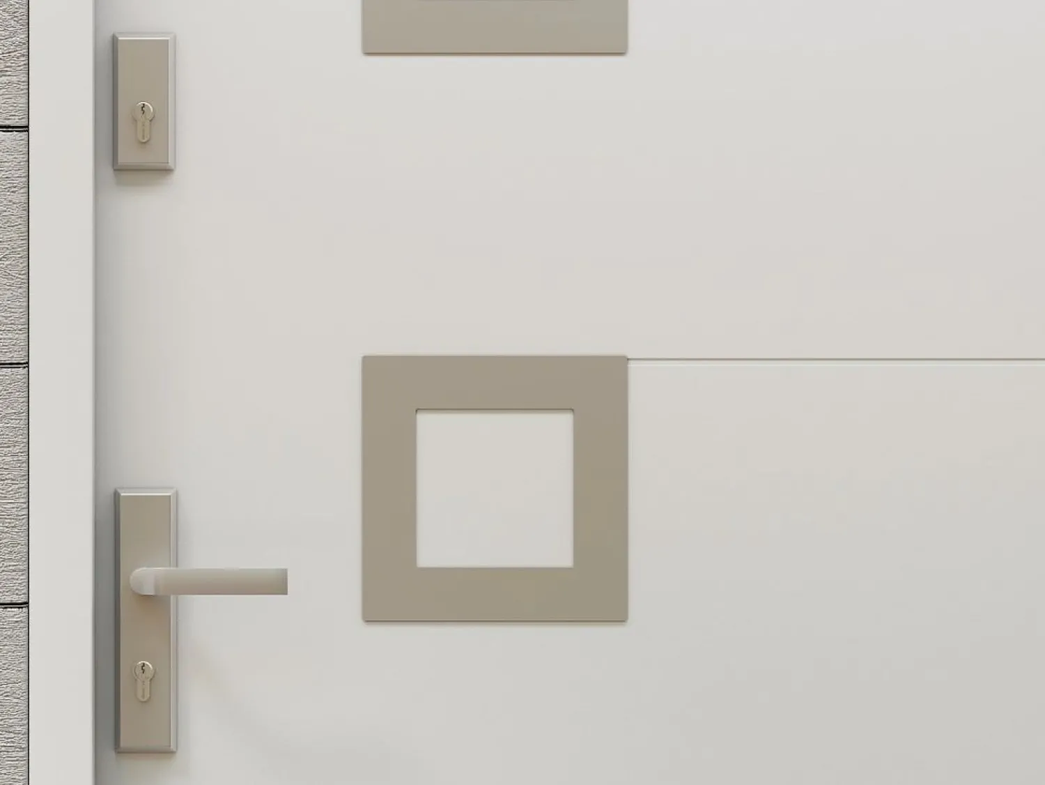 Outlet Vente-unique Puerta de entrada de acero con acero inoxidable, 207 x 100 cm, color , apertura a la derecha, TIFANA Blanco