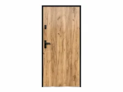 Vente-unique Puerta de entrada de acero macizo Alt. 207 x Ancho 100 cm efecto madera apertura hacia la derecha AGUEDA