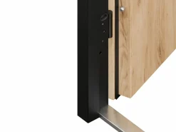 Vente-unique Puerta de entrada de acero macizo e inoxidable Alt.207 x An. 100 cm efecto roble Apertura izquierda, LUSADA