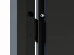 Vente-unique Puerta de entrada de acero Alt. 207 x L100 cm - Negro y madera - apertura a la izquierda - MABENA