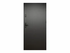 Vente-unique Puerta de entrada de acero Alt. 207 x L100 cm - Negro y madera - apertura a la izquierda - MABENA
