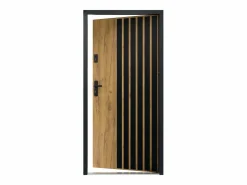 Sale Puerta de entrada de acero Alt. 207 x L100 cm - Madera y negro - apertura hacia la derecha - COBRITA Puerta De Entrada