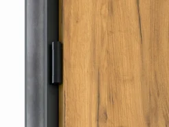 Sale Puerta de entrada de acero Alt. 207 x L100 cm - Madera y negro - apertura hacia la derecha - COBRITA Puerta De Entrada