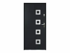 Vente-unique Puerta de entrada de acero con acero inoxidable, 207 x 100 cm, antracita, apertura a la izquierda, TIFANA