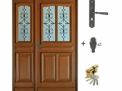 Online Puerta de entrada de madera esmaltada Tiercee Vauban Al 215 x L 130 p. derecha + Mango Y Cañón (ref 010403RFP) Tabla Dimensiones sin manilla Puerta De Entrada