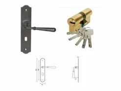 Outlet Puerta de entrada de madera acristalada, Elsie, Verde RAL7002, Al.215xl.90 p. derecha + Mango Y Cañón (ref 010403FP) Dimensión mesa sin manilla Puerta De Entrada