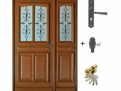 Clearance Puerta de entrada de madera esmaltada Tiercee Vauban H215 x L120 p.izquierda + Tirador Y Cilindro (ref 010403RFP) Tabla Dimensiones sin manilla Puerta De Entrada