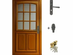 GD Menuiseries Puerta de entrada de madera esmaltada, Marino, Al.200xl.90 p.izq + Tirador Y Cilindro (ref 010403RFP) Tabla Dimensiones sin manilla